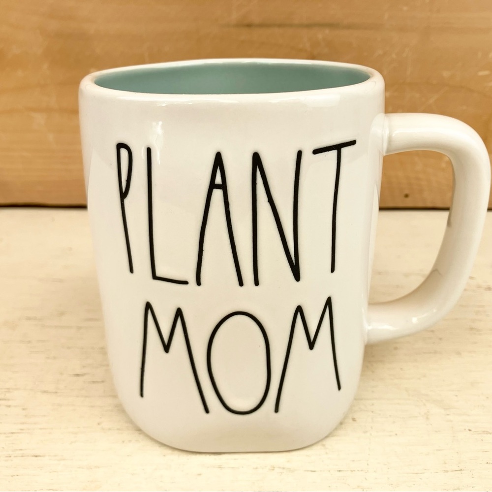 Rae Dunn Plant Mom Mug - White Exterior with Mint Interior